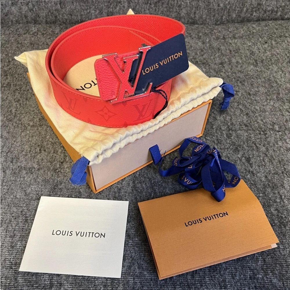 Louis Vuitton Red Monogram Mens Belt Size 90/36 M0464U